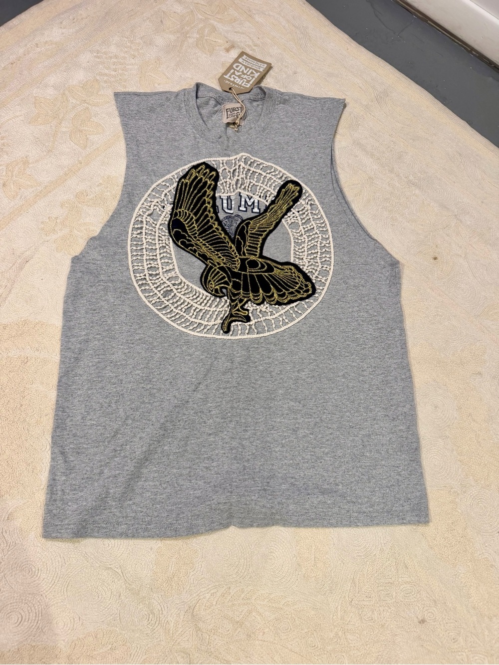 LF Gray Sleeveless Tunic with Black & Gold Eagle Patch